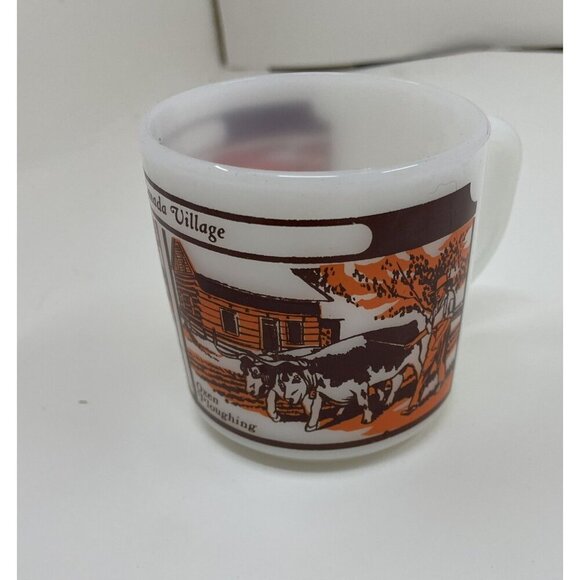 Glasbake Milk Glass Mug Upper Canada Village Souvenir Vintage White Retro - Picture 2 of 7